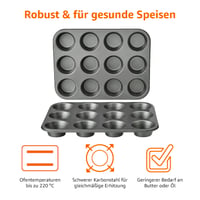 Amazon Basics forma na muffiny, 2 ks, nelepivá uhlíková oceľ, sivá, 35,3x26,8x3,1 cm 2