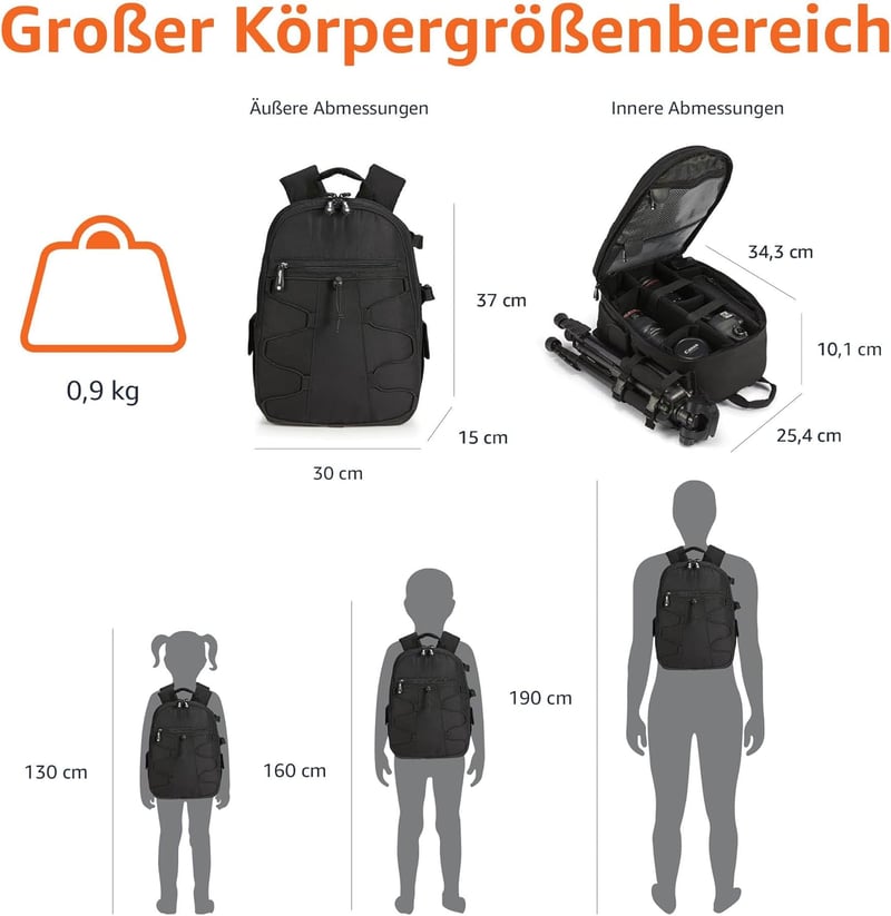 Amazon Basics nagy fotós hátizsák vízálló párnázott DSLR fényképezőgéphez