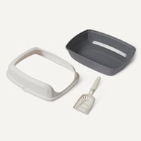 Otvorená toaleta pre mačky Amazon Basics s lopatkou, bielo-sivá, 50,5 x 38 x 20 cm, jednoduchá údržba 4