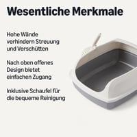 Otvorená toaleta pre mačky Amazon Basics s lopatkou, bielo-sivá, 50,5 x 38 x 20 cm, jednoduchá údržba 2