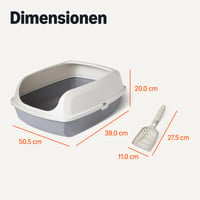 Otvorená toaleta pre mačky Amazon Basics s lopatkou, bielo-sivá, 50,5 x 38 x 20 cm, jednoduchá údržba 5