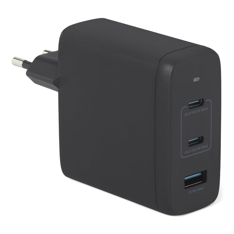 Nabíjačka do siete Amazon Basics Nano GaN USB-C 120W, 3 porty – čierna
