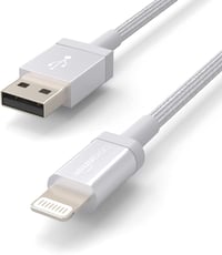 Amazon Basics MFi-tanúsított nylon fonott Lightning–USB-A töltőkábel - ezüst - 0,9 m 2