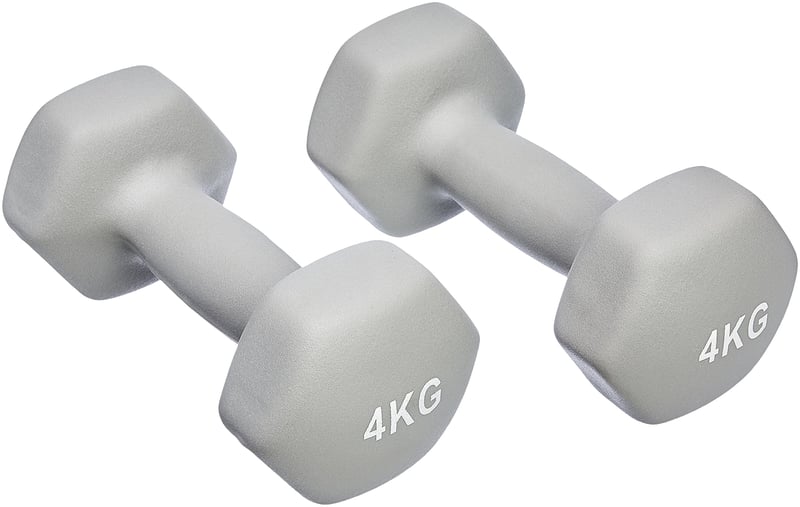 Sada neoprénových činiek Amazon Basics – sivá – 2 x 4 kg