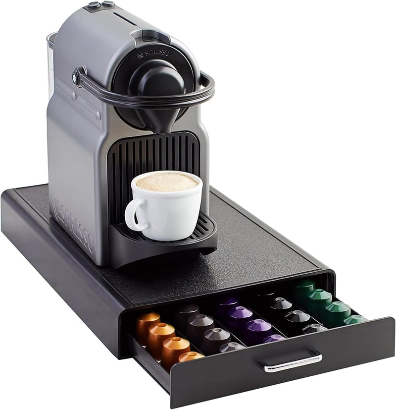Zásuvkový zásobník na kávové kapsule Amazon Basics pre Nespresso Original, 50 kapsúl, plast, čierna, 37,8x23,1x5,1 cm, nosnosť 4,5 kg