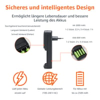 Nabíjačka batérií Amazon Basics NiMH pre AA a AAA články s EÚ zástrčkou, 4 ks, čierna 2