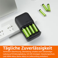 Nabíjačka batérií Amazon Basics NiMH pre AA a AAA články s EÚ zástrčkou, 4 ks, čierna 6