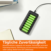 Nabíjateľné batérie Amazon Basics NiMH AA, 8 ks, 2000 mAh, s 8-slotovou nabíjačkou s USB-C konektorom, bez sieťového adaptéra 7