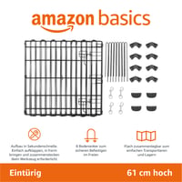 Țarc metalic pliabil octogonal Amazon Basics pentru animale de companie, cu ușă, 61 cm, negru 2