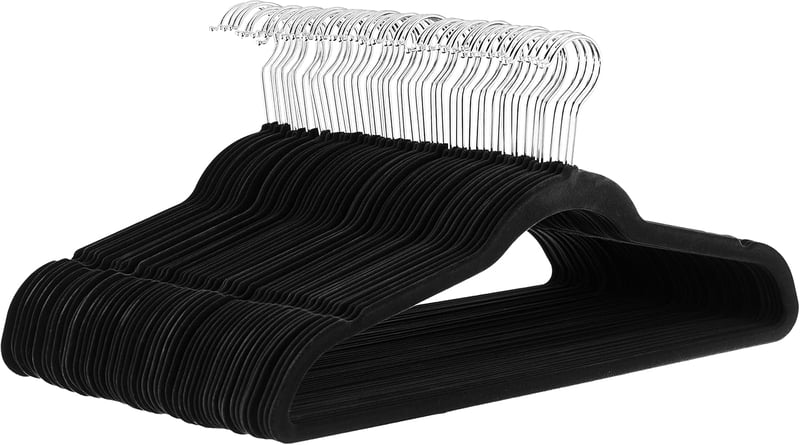 Amazon Basics Öltöny és Ruhaakasztó Szett - Pack of 50, Black, Without tie clip