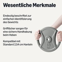 Liatinový kotúč Amazon Basics 10 kg, protišmykový, priemer otvoru 2,5 cm, antracitová sivá, 1 kus 2