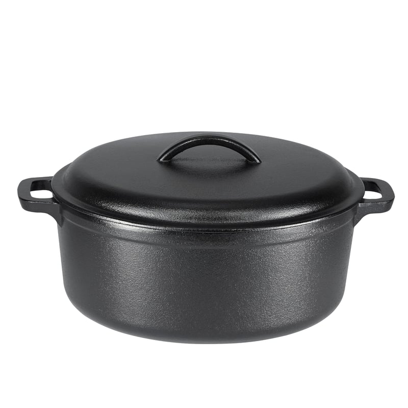 Liatinový pekáč Amazon Basics s dvoma rukoväťami, 6,62 l, čierny – na pečenie, grilovanie, dusenie a zapekanie