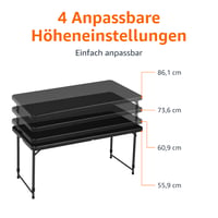 Amazon Basics sklopivi stol, 121,4 x 60,7 x 86,1 cm, 4 razine visine, s ručkom za nošenje, za unutarnju i vanjsku upotrebu, crni 3
