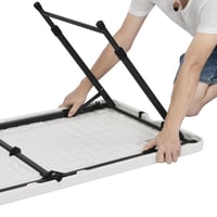 Skladací stôl Amazon Basics, biely, výškovo nastaviteľný do 4 polôh, prenosný, na kempovanie a piknik, do interiéru aj exteriéru, 121,4 x 60,7 x 86,1 cm 6