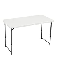 Skladací stôl Amazon Basics, biely, výškovo nastaviteľný do 4 polôh, prenosný, na kempovanie a piknik, do interiéru aj exteriéru, 121,4 x 60,7 x 86,1 cm 1