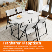 Skladací stôl Amazon Basics, biely, výškovo nastaviteľný do 4 polôh, prenosný, na kempovanie a piknik, do interiéru aj exteriéru, 121,4 x 60,7 x 86,1 cm 7
