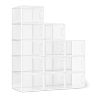 Skladací a stohovateľný box na topánky Amazon Basics, veľkosť L, priehľadný, 12-dielna súprava 1