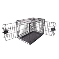 Skladacia kovová klietka pre psov Amazon Basics s podnosom, dvojdverová, čierna, 76x48x53 cm 1