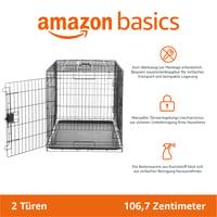 Sklopivi metalni žičani kavez za pse Amazon Basics s pladnjem, dvostruka vrata, crni, 107 x 71 x 76 cm 2