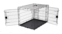 Sklopivi metalni žičani kavez za pse Amazon Basics s pladnjem, dvostruka vrata, crni, 107 x 71 x 76 cm 1