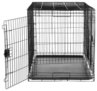 Amazon Basics összecsukható fém drótháló kutyakennel dupla ajtóval, aljcálcával, fekete, 122 x 76 x 83 cm 4