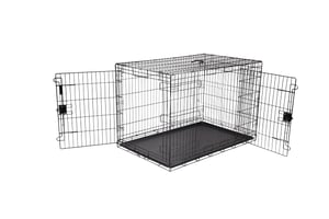Amazon Basics összecsukható fém drótháló kutyakennel dupla ajtóval, aljcálcával, fekete, 122 x 76 x 83 cm