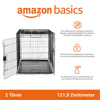 Amazon Basics összecsukható fém drótháló kutyakennel dupla ajtóval, aljcálcával, fekete, 122 x 76 x 83 cm 2