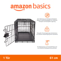 Cușcă pliabilă din sârmă metalică Amazon Basics pentru câini, cu o ușă și tăviță, negru, 61 x 46 x 51 cm 2