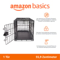 Skladacia kovová drôtená klietka pre psov Amazon Basics s jednými dvierkami a podnosom, čierna, 56 x 33 x 41 cm 2