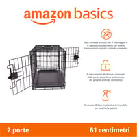 Skladacia kovová klietka pre psov Amazon Basics s dvojitými dverami a podnosom, 61 x 46 x 51 cm, čierna 2