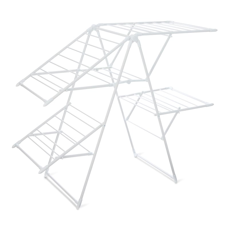 Skladací kovový sušiak na bielizeň Amazon Basics so 4 krídlami, 155 x 60 x 126 cm, biely
