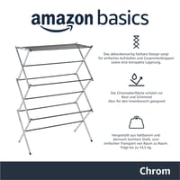 Skladací harmonikový sušiak na bielizeň Amazon Basics na vnútorné použitie, legovaná oceľ, chróm 3
