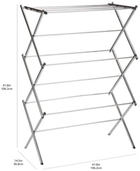 Skladací harmonikový sušiak na bielizeň Amazon Basics na vnútorné použitie, legovaná oceľ, chróm 6