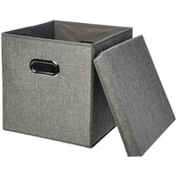 Skladací úložný box Amazon Basics z juty, 2 ks, sivý 1