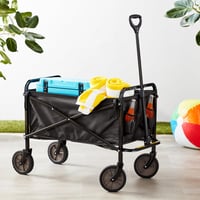 Skladací záhradný vozík Amazon Basics s krytom na vonkajšie použitie, čierny, skladací vozík na prepravu vecí 6