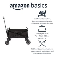 Skladací záhradný vozík Amazon Basics s krytom na vonkajšie použitie, čierny, skladací vozík na prepravu vecí 2