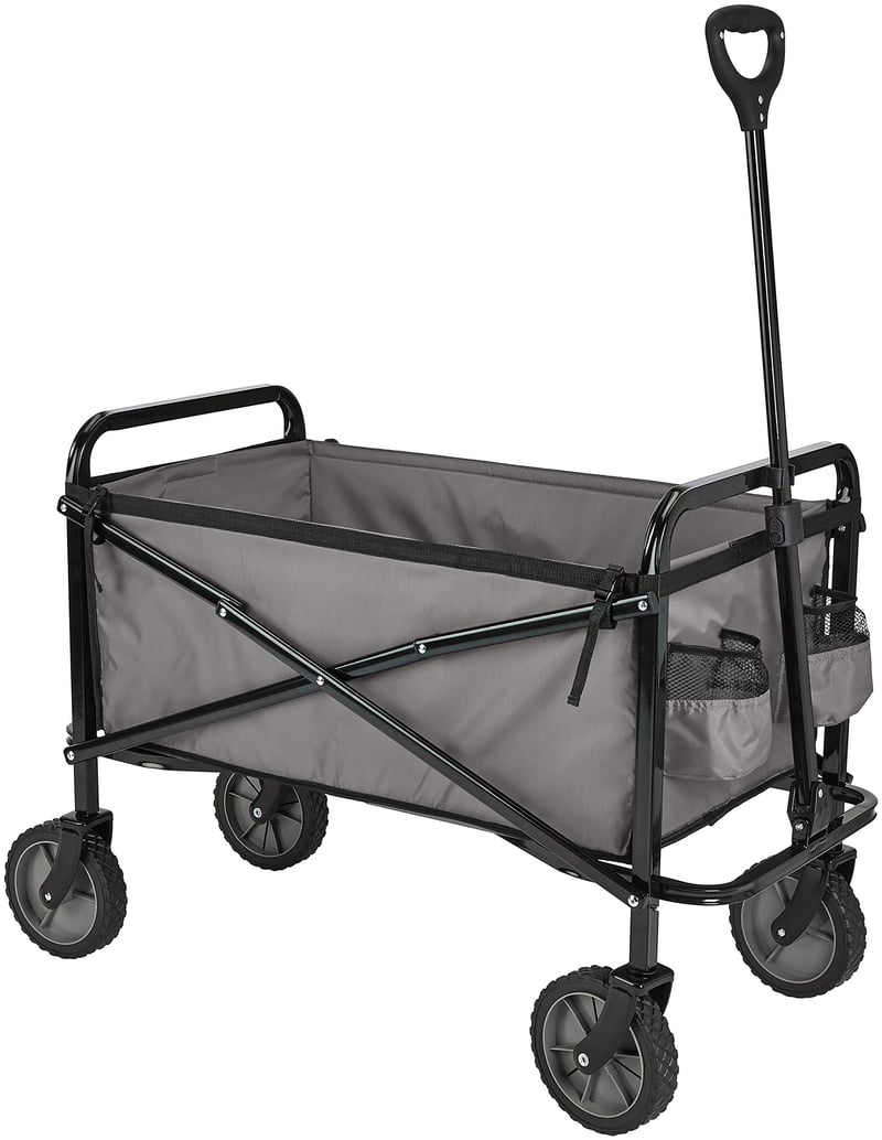 Skladací záhradný vozík Amazon Basics s ochranným krytom, sivý, 70,1 x 103,9 x 50,8 cm, nosnosť 120 kg
