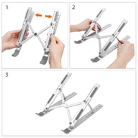 Suport pliabil pentru laptop Amazon Basics, reglabil pe 6 înălțimi, pentru laptopuri de 25,4-39,6 cm (10-15,6 inchi), ergonomic, portabil, argintiu 6