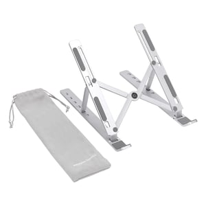 Suport pliabil pentru laptop Amazon Basics, reglabil pe 6 înălțimi, pentru laptopuri de 25,4-39,6 cm (10-15,6 inchi), ergonomic, portabil, argintiu