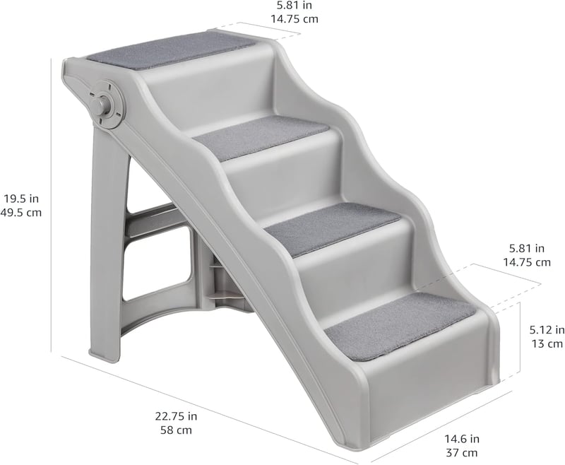 Amazon Basics Összecsukható Lépcsőfok Kutyáknak és Macskáknak, Szürke 60x40x50cm - gray