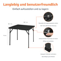 Masă pătrată pliabilă Amazon Basics cu mâner de transport, pentru interior și exterior, picnic, camping, negru, 86,1 x 86,1 x 74 cm 2