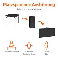 Masă pătrată pliabilă Amazon Basics cu mâner de transport, pentru interior și exterior, picnic, camping, negru, 86,1 x 86,1 x 74 cm 3
