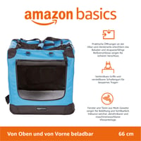 Geantă de transport pliabilă pentru animale de companie Amazon Basics – 66 cm, albastru – Pentru pisici și câini 2