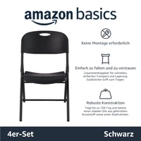 Skladacia stolička Amazon Basics, 4 ks, čierna, nosnosť 158 kg 3