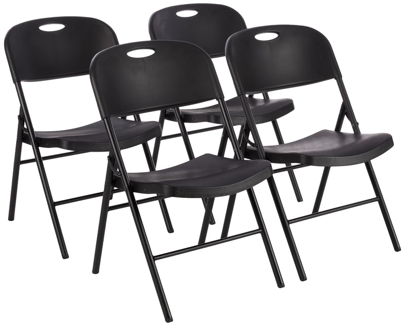 Skladacia stolička Amazon Basics, 4 ks, čierna, nosnosť 158 kg