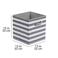 Amazon Basics sklopiva platnena kocka za pohranu s ručkom, 33x33x33 cm, bijelo/sivo prugasta, 6 komada 4