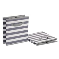Amazon Basics sklopiva platnena kocka za pohranu s ručkom, 33x33x33 cm, bijelo/sivo prugasta, 6 komada 3