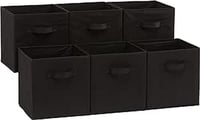 Amazon Basics sklopive kutije za pohranu od tkanine s ručkama, 26,6 x 26,6 x 27,9 cm, crne, 6 komada 1