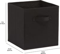 Amazon Basics sklopive kutije za pohranu od tkanine s ručkama, 26,6 x 26,6 x 27,9 cm, crne, 6 komada 3