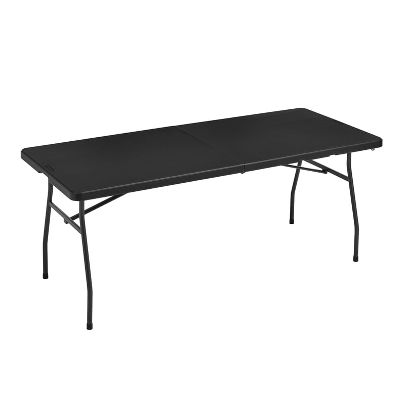 Amazon Basics sklopivi pravokutni stol s ručkom, za unutarnju i vanjsku upotrebu, lagan i prenosiv stol za kampiranje, crni, 182x75x73 cm